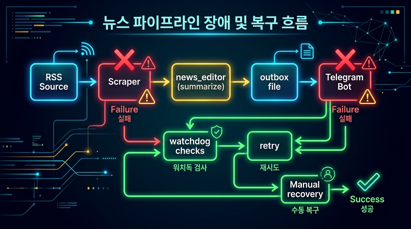 뉴스 파이프라인 장애 복구 플로우